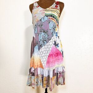 Vintage Women Y2K Patchwork Dress Tiered Size M Fairy Hippie Gypsy Festival Boho